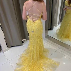 Camille La Vie Yellow Floral Prom Dress